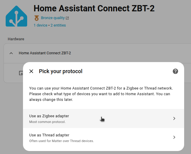 Select use as Zigbee adapter