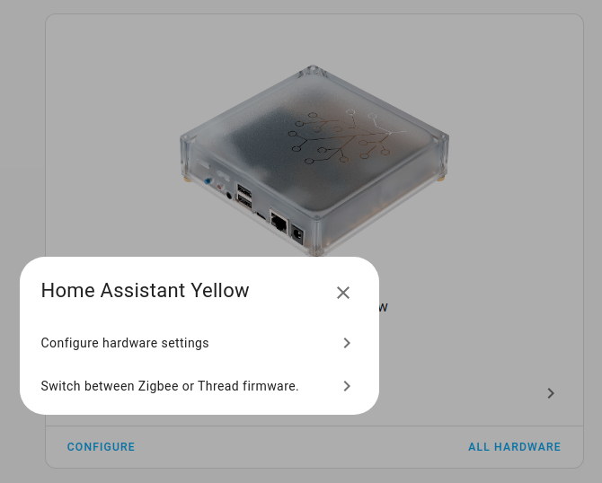 Configure Yellow for Thread support on the Yellow hardware page