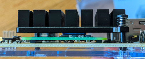 Image showing a side view close up of the alignment of the compute module on the Yellow board